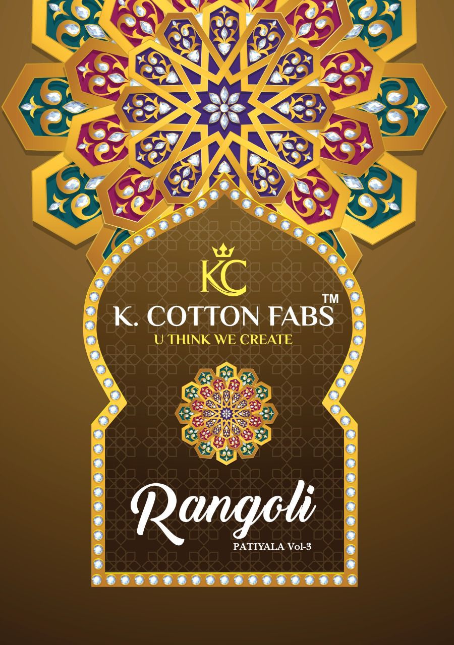 K Cotton Rangoli Patiyala 3 Fancy Casual Daily Wear Cotton Printed Dress Material Collection